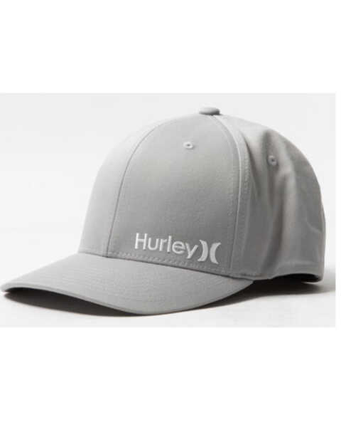 Hurley Men's Gray Corporate Logo Solid Back Flex Fit Ball Cap , Grey, hi-res