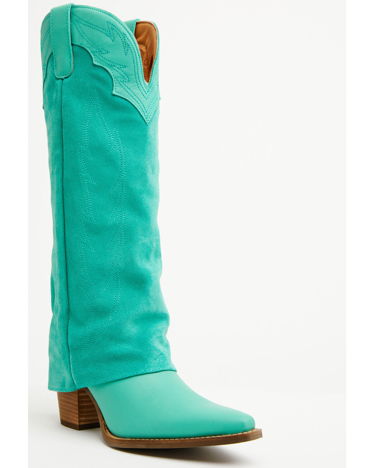 Image #1 - Dingo Women's Wild Horses Tall Western Boots - Snip Toe, Green, hi-res