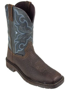 Justin Men's Amarillo Slate Waterproof Western Work Boots - Soft Toe, Brown, hi-res