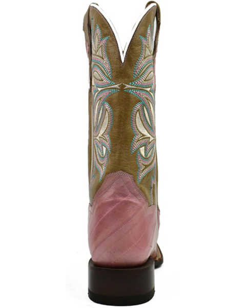 Image #5 - Dan Post Women's Eel Exotic Western Boots - Broad Square Toe , Pink, hi-res