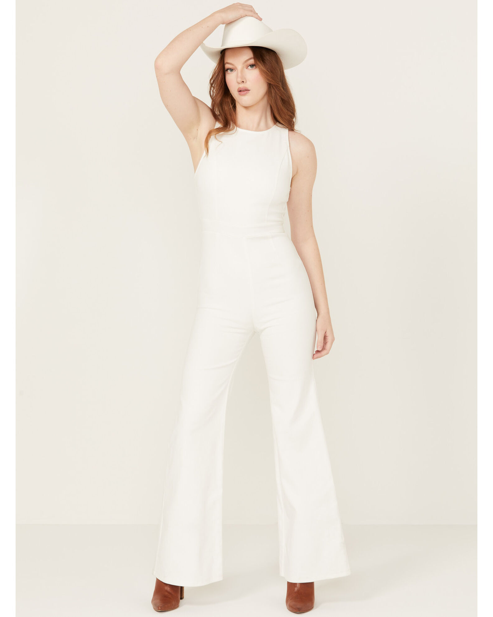 White flare jumpsuit discount