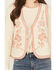 Image #3 - Easel Women's Floral Embroidered Tie-Front Vest, Cream, hi-res