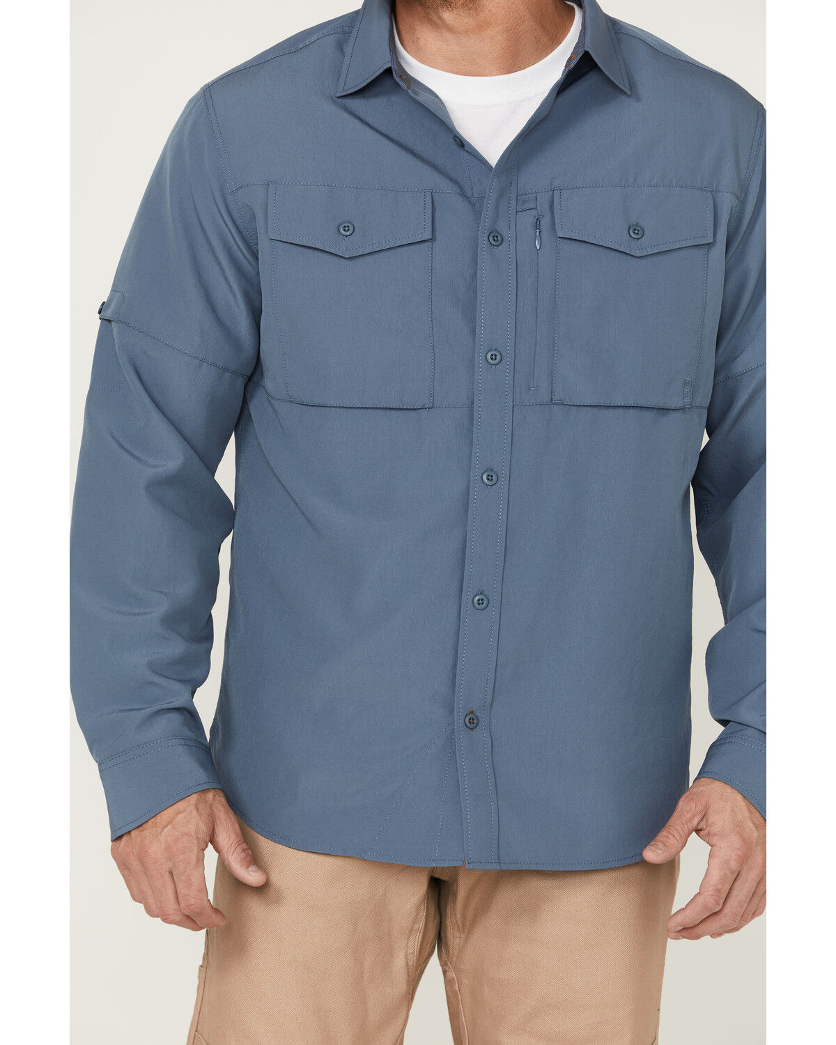 Image #3 - Brothers and Sons Men's Dobby Performance Long Sleeve Button-Down Western Shirt, Indigo, hi-res