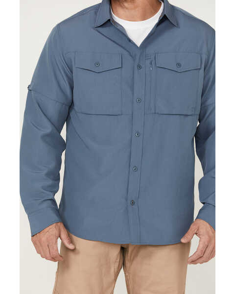 Image #3 - Brothers and Sons Men's Dobby Performance Long Sleeve Button-Down Western Shirt , Indigo, hi-res