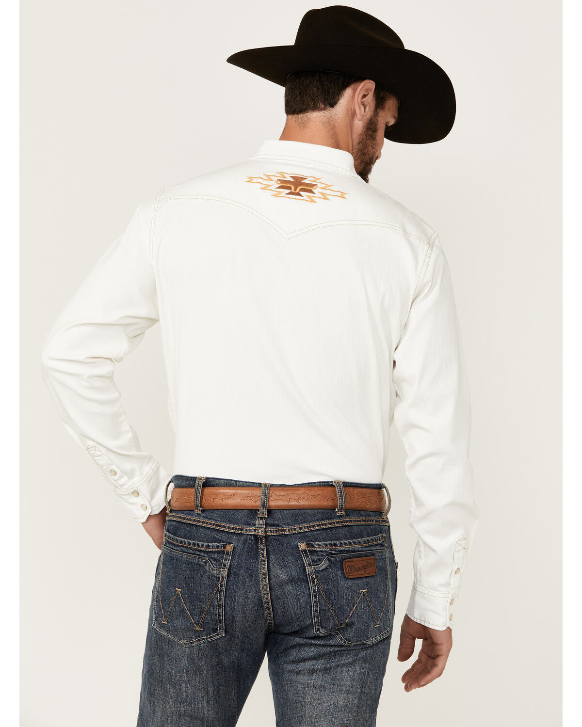 Image #4 - Kimes Ranch Men's Durango Denim Embroidered Long Sleeve Pearl Snap Western Shirt, Natural, hi-res