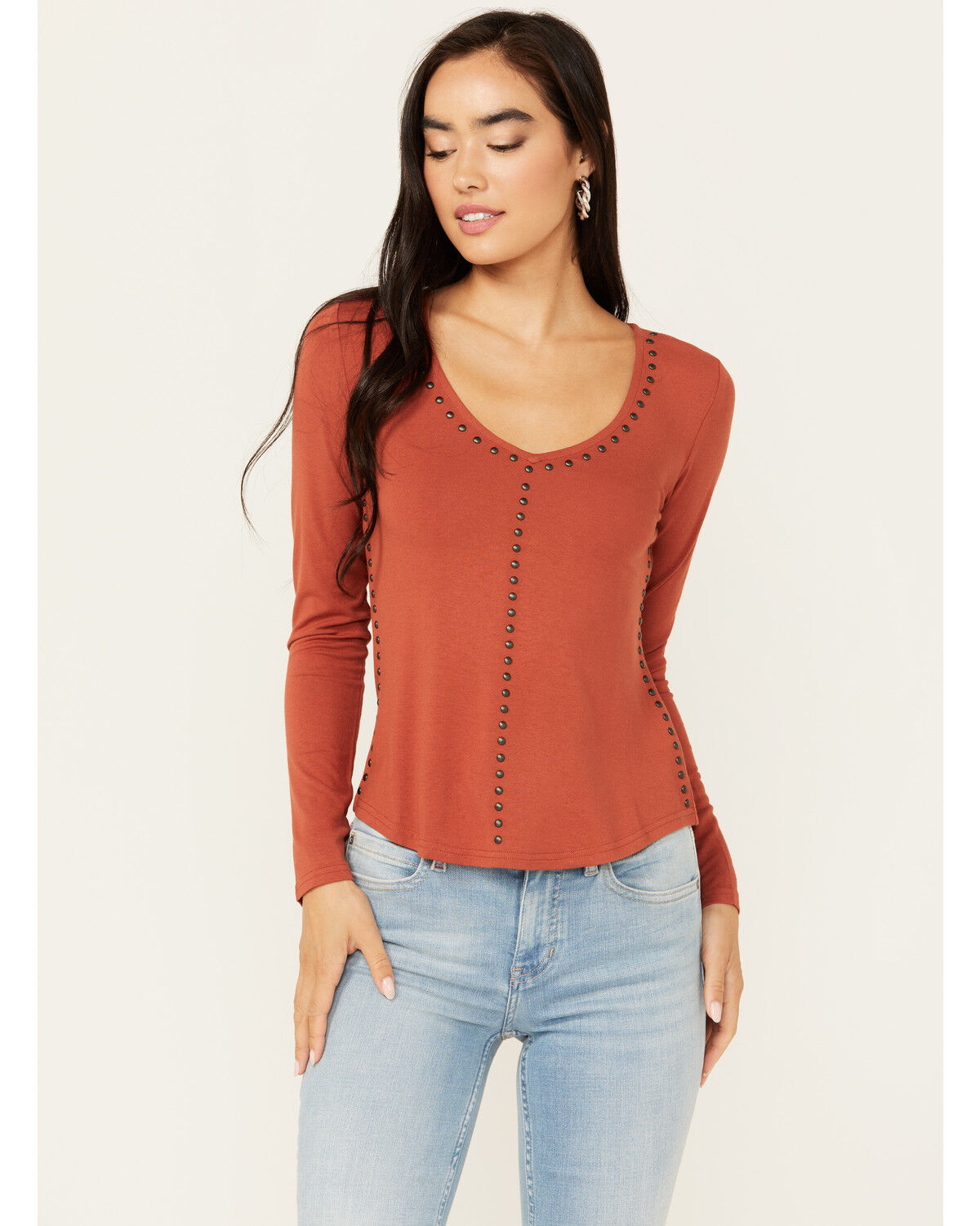 Image #1 - Idyllwind Women's Humble Long Sleeve Honky Tonk Top, Pecan, hi-res