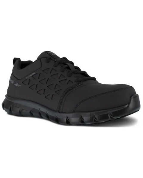 Image #1 - Reebok Men's Sublite Cushioned Work Shoes - Composite Toe, Black, hi-res