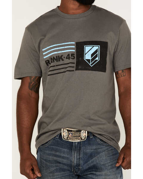 Image #3 - RANK 45® Men's Gate Block Lines Graphic T-Shirt , Charcoal, hi-res