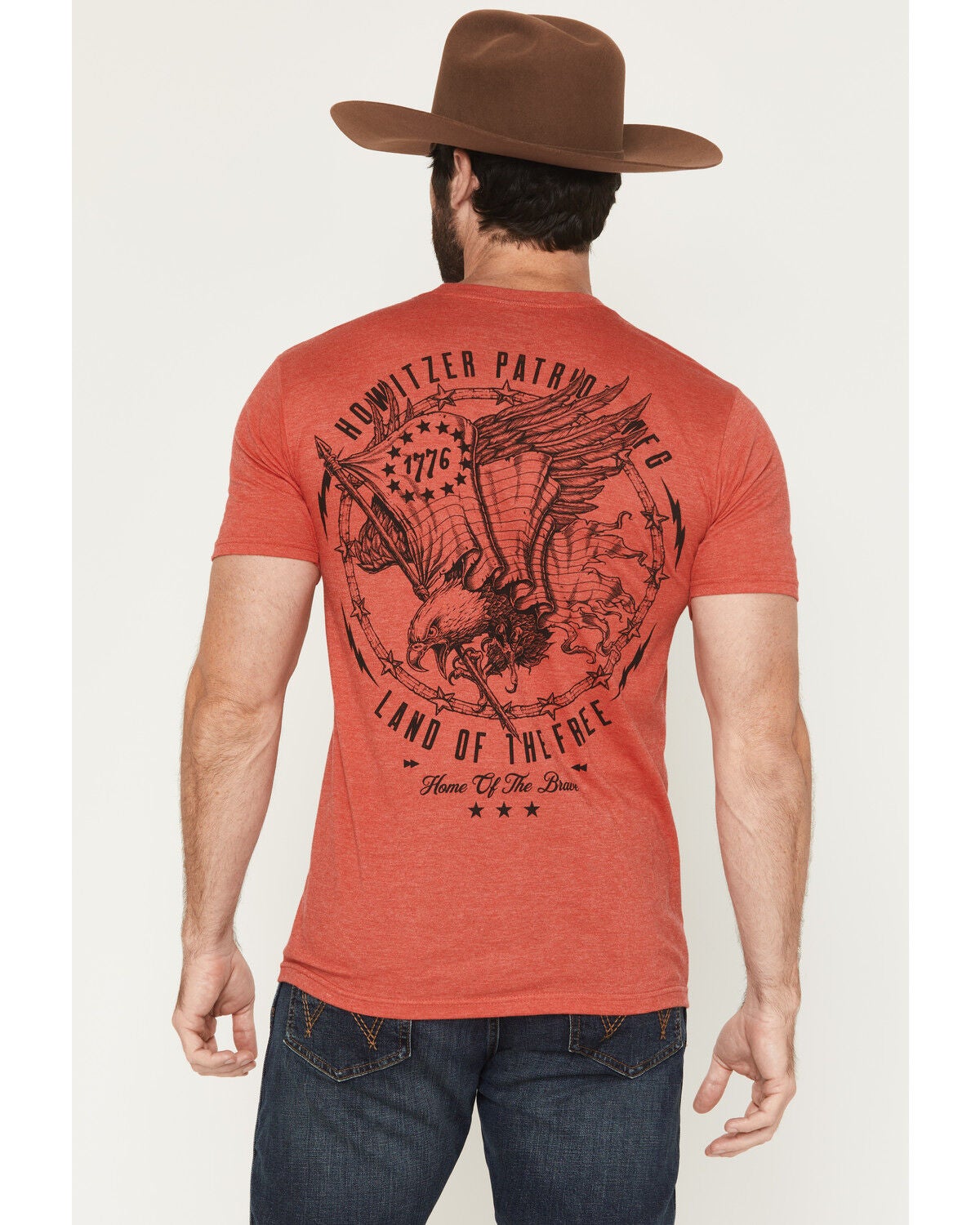 Image #1 - Howitzer Men's Boot Barn Exclusive Patriot Eagle Short Sleeve Graphic T-Shirt, Cream, hi-res