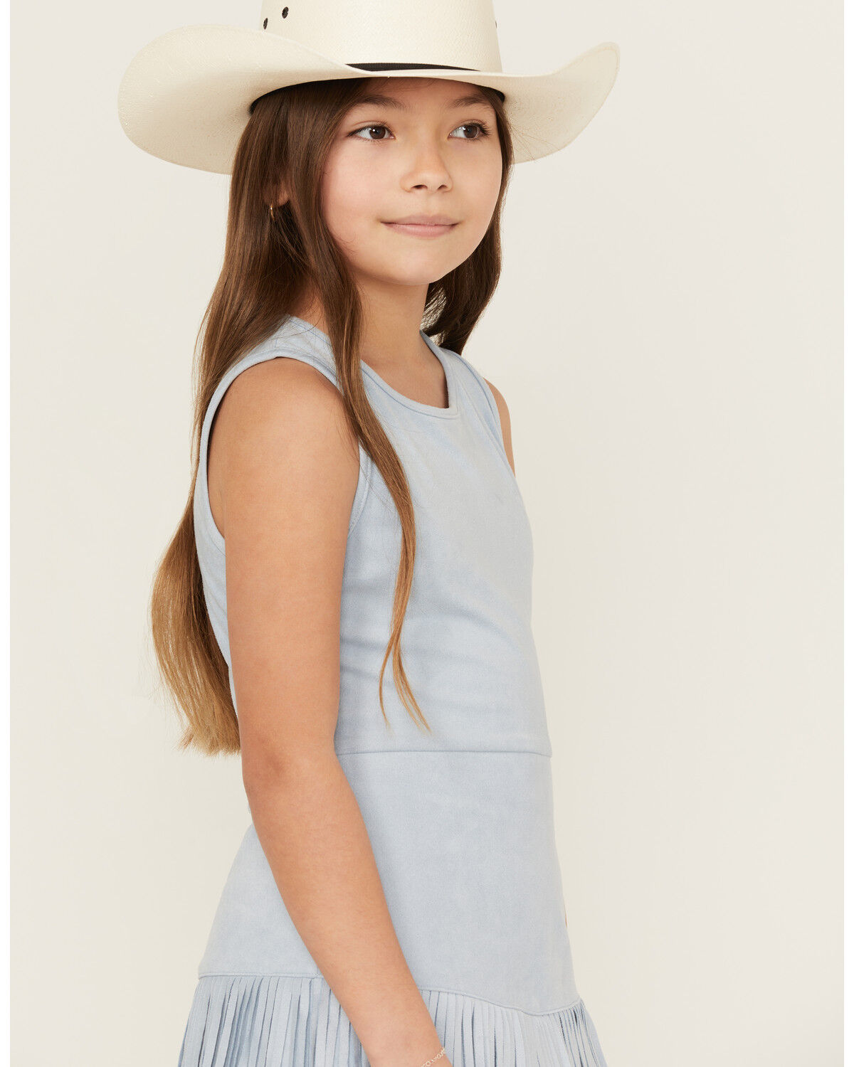 Image #2 - Shyanne Girls' Suede Fringe Mini Dress, Blue, hi-res