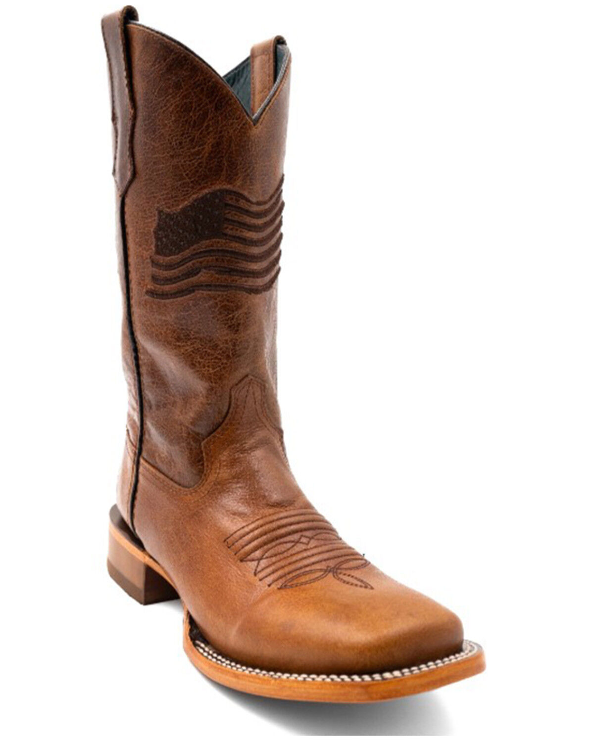 Image #1 - Ferrini Men's Patriot Western Boots - Broad Square Toe, Honey, hi-res