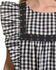 New Direction Sport Women's Black Plaid Gromets Top , Navy, hi-res