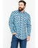 Wrangler 20X Men's Plaid Print Competition Advanced Comfort Long Sleeve Western Shirt , Brown/blue, hi-res