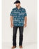 Image #2 - Gibson Men's Holler Bandana Print Short Sleeve Button-Down Western Shirt , Blue, hi-res
