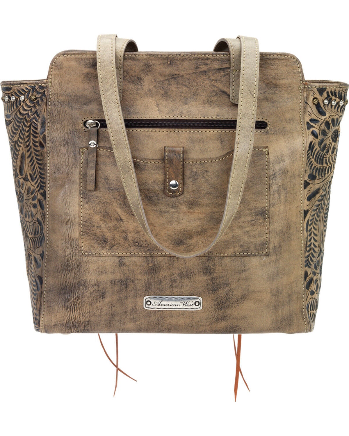 Image #3 - American West Navajo Soul Zip Top Tote, Dark Brown, hi-res