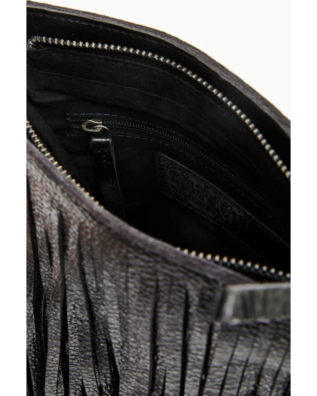 Image #4 - Idyllwind Women's Camarillo Metallic Fringe Suede Crossbody Bag, Black, hi-res