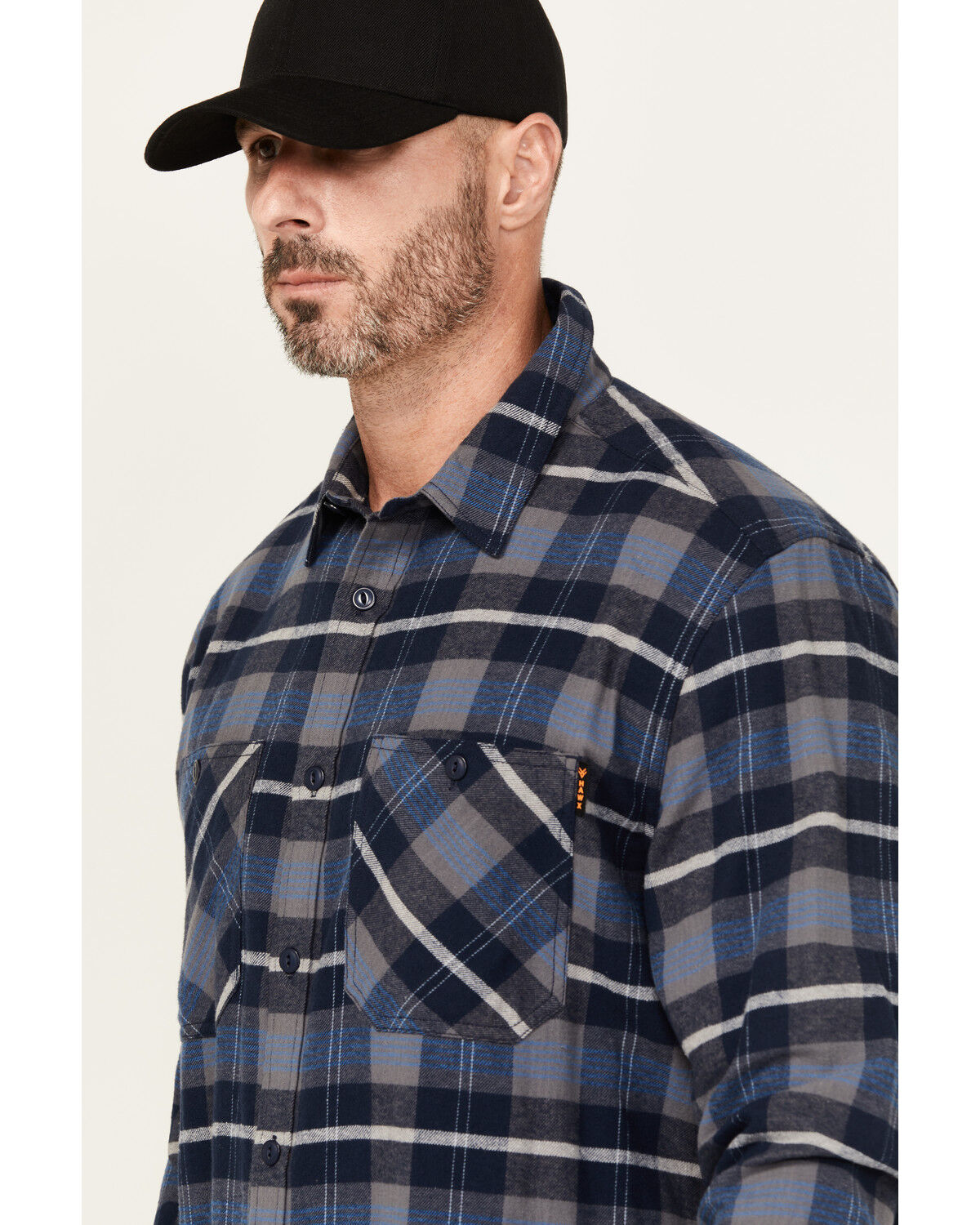 Image #2 - Hawx Men's Ball Plaid Print Long Sleeve Button-Down Flannel Work Shirt, Navy, hi-res