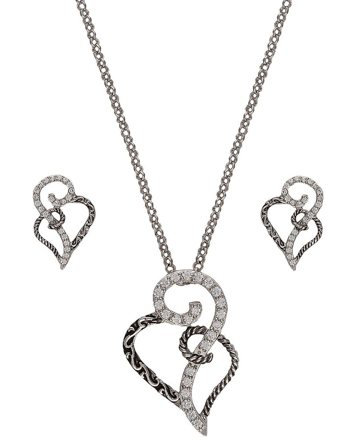 Image #1 - Montana Silversmiths Women's Woven Hearts Jewelry Set - 2 Piece, Multi, hi-res