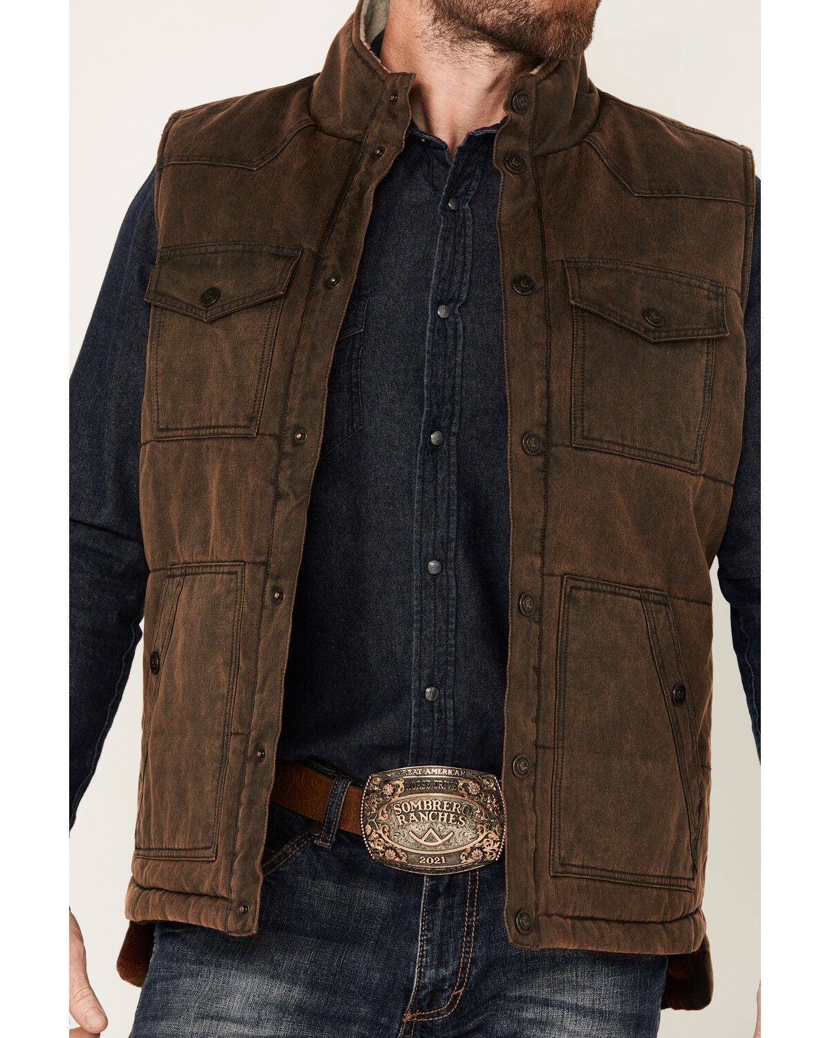 Image #3 - Cody James Men's Oil Slick Snap Vest - Big, Brown, hi-res