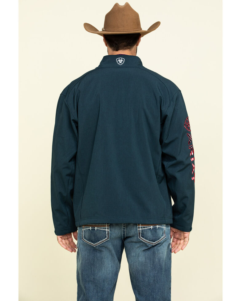 Ariat Men S Blue Logo 2 0 Softshell Zip Front Jacket Big Country Outfitter