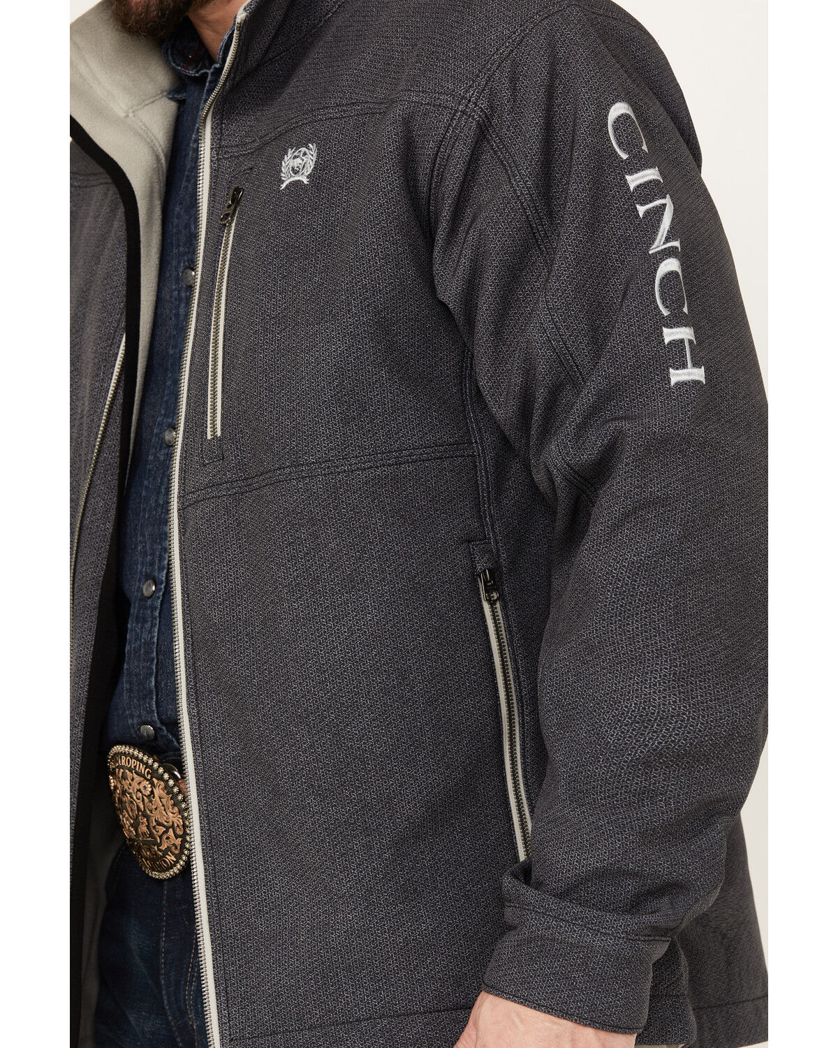 Image #3 - Cinch Men's Concealed Carry Softshell Jacket, Grey, hi-res