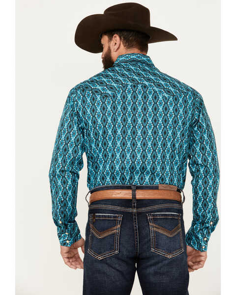Image #4 - Rock & Roll Denim Men's Southwestern Print Vintage Stretch Western Shirt, Turquoise, hi-res