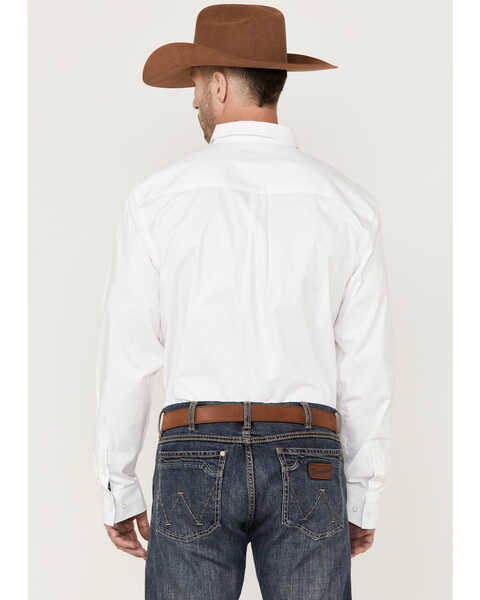 Image #4 - RANK 45® Men's Solid Performance Twill Logo Long Sleeve Button-Down Western Shirt , White, hi-res