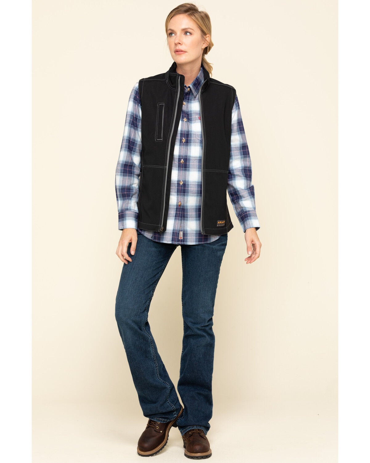 Image #6 - Ariat Women's Black Rebar Stretch Canvas Softshell Vest, Black, hi-res