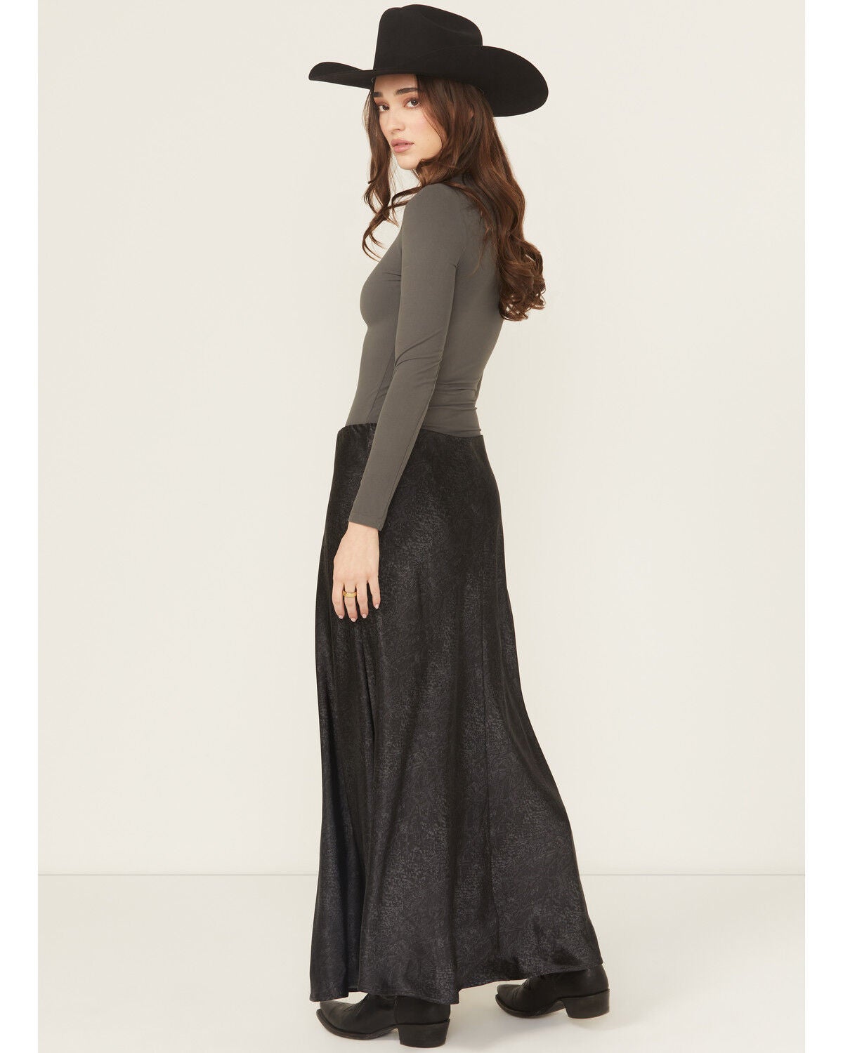 Image #3 - Ariat Women's Athena Midi Skirt, Black, hi-res