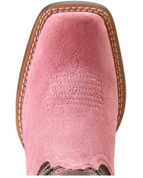 Image #4 - Ariat Girls' Futurity Fort Worth Roughout Western Boots - Broad Square Toe , Pink, hi-res