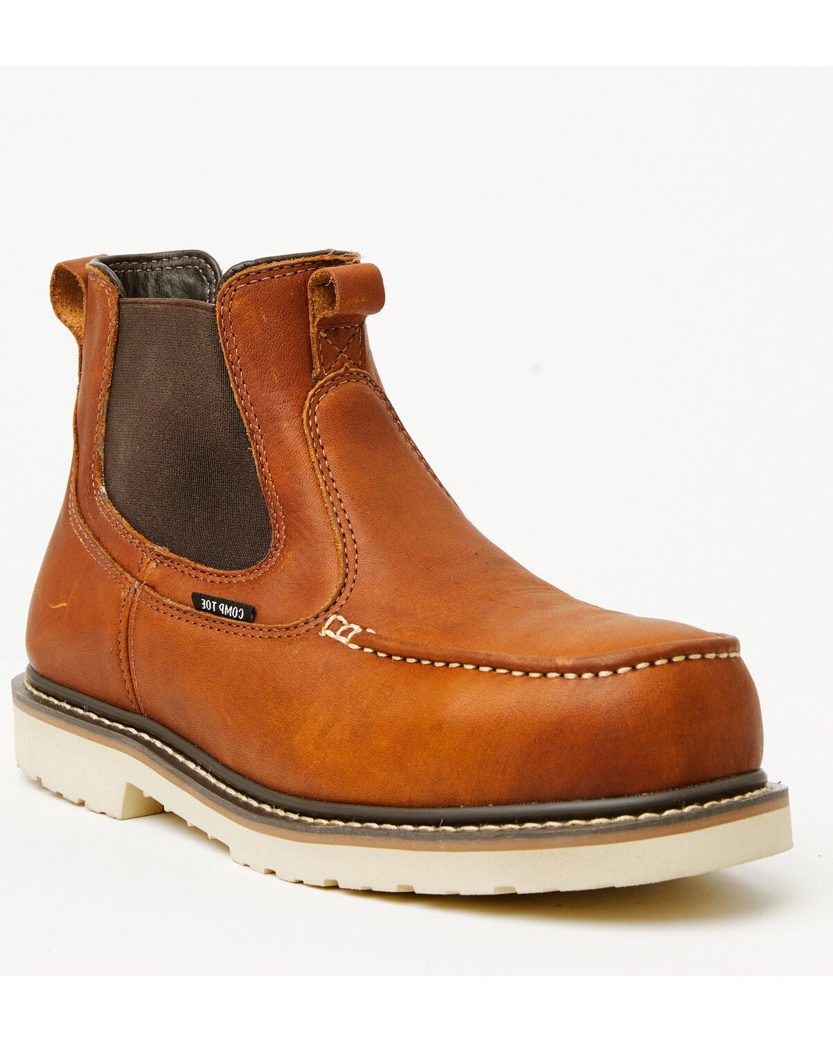 Cody James Men's Moc Chelsea Work Boots - Composite Toe, Brown, hi-res
