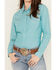 Image #3 - Rough Stock by Panhandle Women's Dobby Striped Long Sleeve Pearl Snap Western Shirt, Turquoise, hi-res