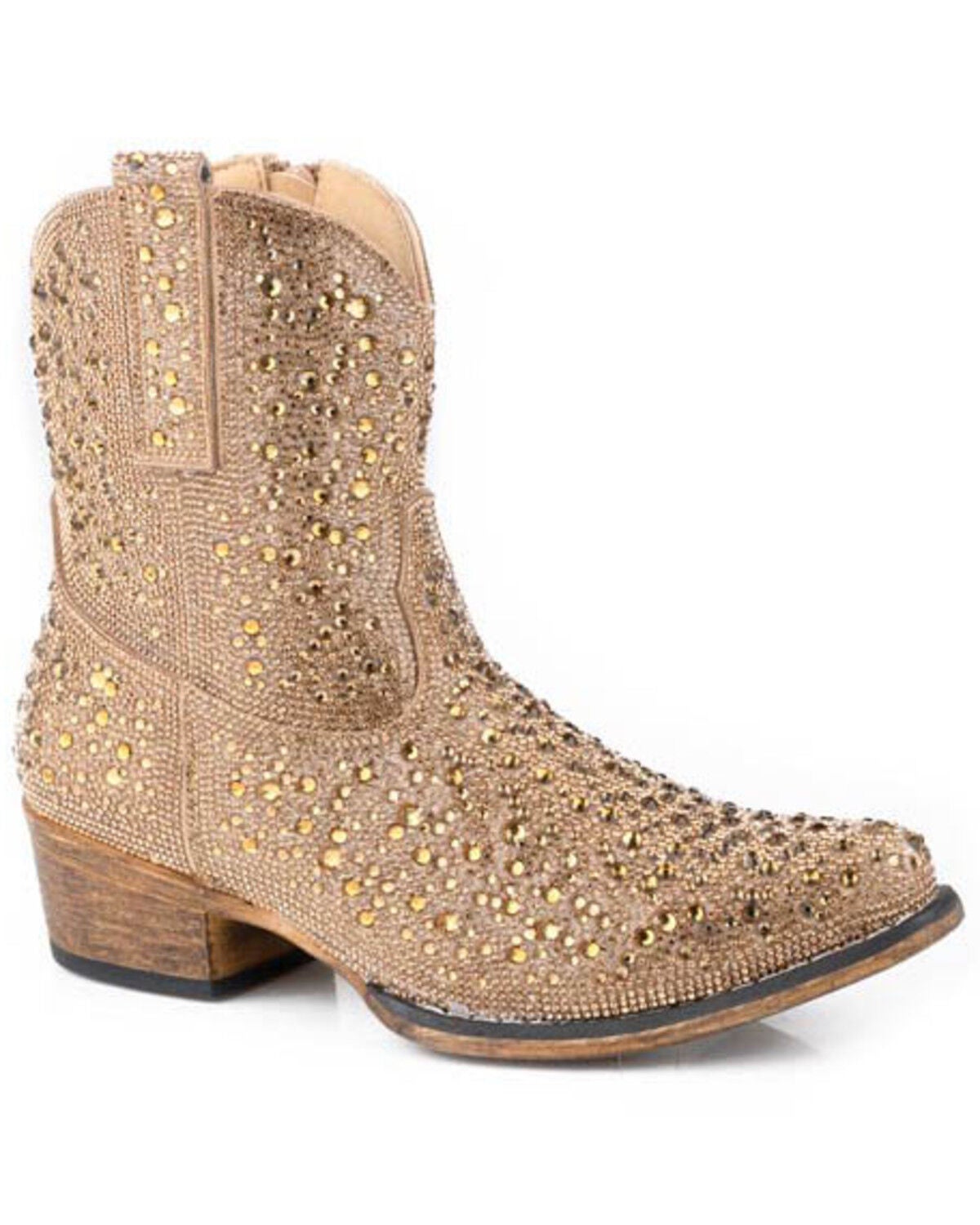 Roper Women's Shay Jewels Western Booties - Snip Toe, Tan, hi-res