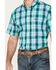 Image #3 - Rock & Roll Denim Men's Plaid Print Short Sleeve Button-Down Stretch Western Shirt, Teal, hi-res