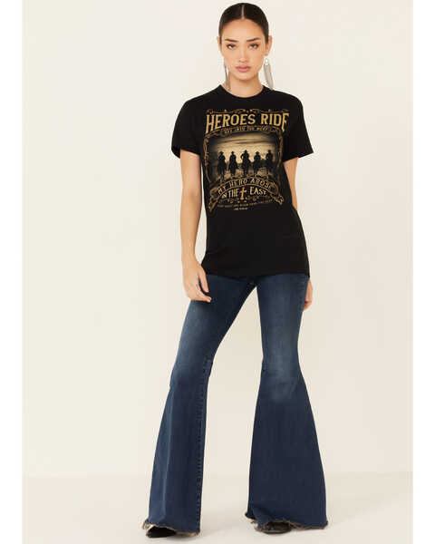 Image #2 - Kerusso Women's Heroes Ride Off Into The West Graphic Short Sleeve Tee , Black, hi-res