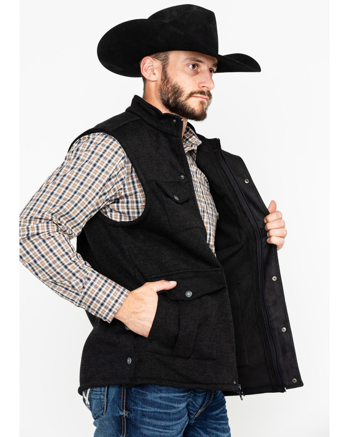 Image #4 - Outback Trading Co. Men's Reid Softshell Vest, Black, hi-res