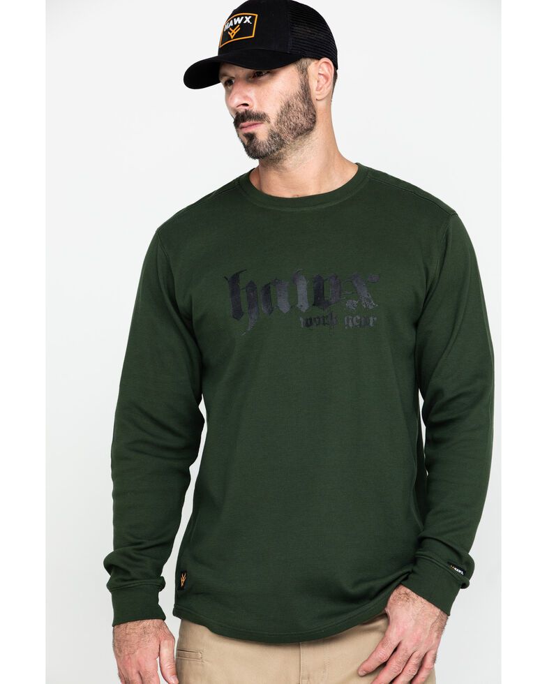  Hawx Men's Green Graphic Thermal Long Sleeve Work T-Shirt , Green, hi-res