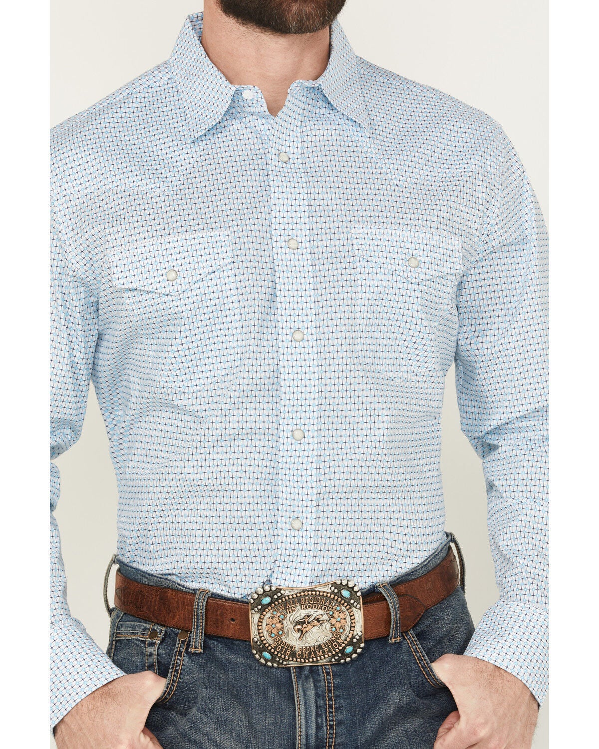 Image #3 - Wrangler Men's 20X Geo Print Long Sleeve Snap Stretch Western Shirt - Tall, White, hi-res