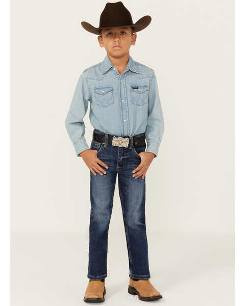 Image #1 - Wrangler 20X Little Boys' Dark Wash Range Vintage Bootcut Jeans , Dark Wash, hi-res