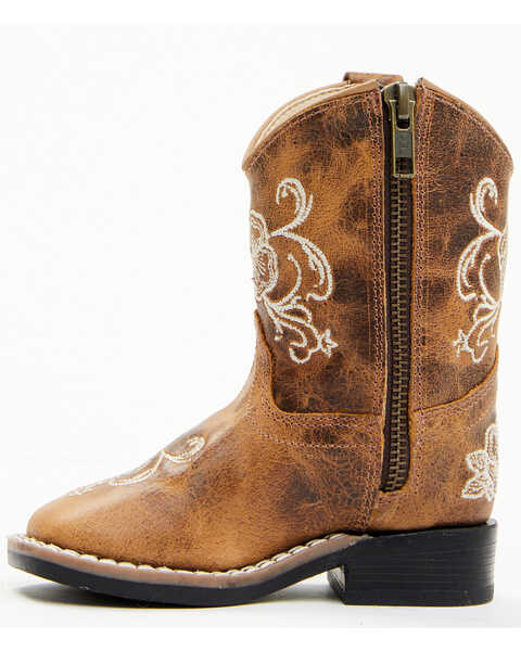 Image #3 - Shyanne Little Girls' Little Bitty Lasy Western Boots - Broad Square Toe , Brown, hi-res