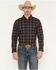 Image #1 - Cody James Men's Rodeo Frontier Plaid Print Long Sleeve Button-Down Stretch Western Shirt, Navy, hi-res