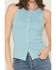 Image #3 - Blue Life Women's Evie Button-Up Pointelle Tank, Blue, hi-res
