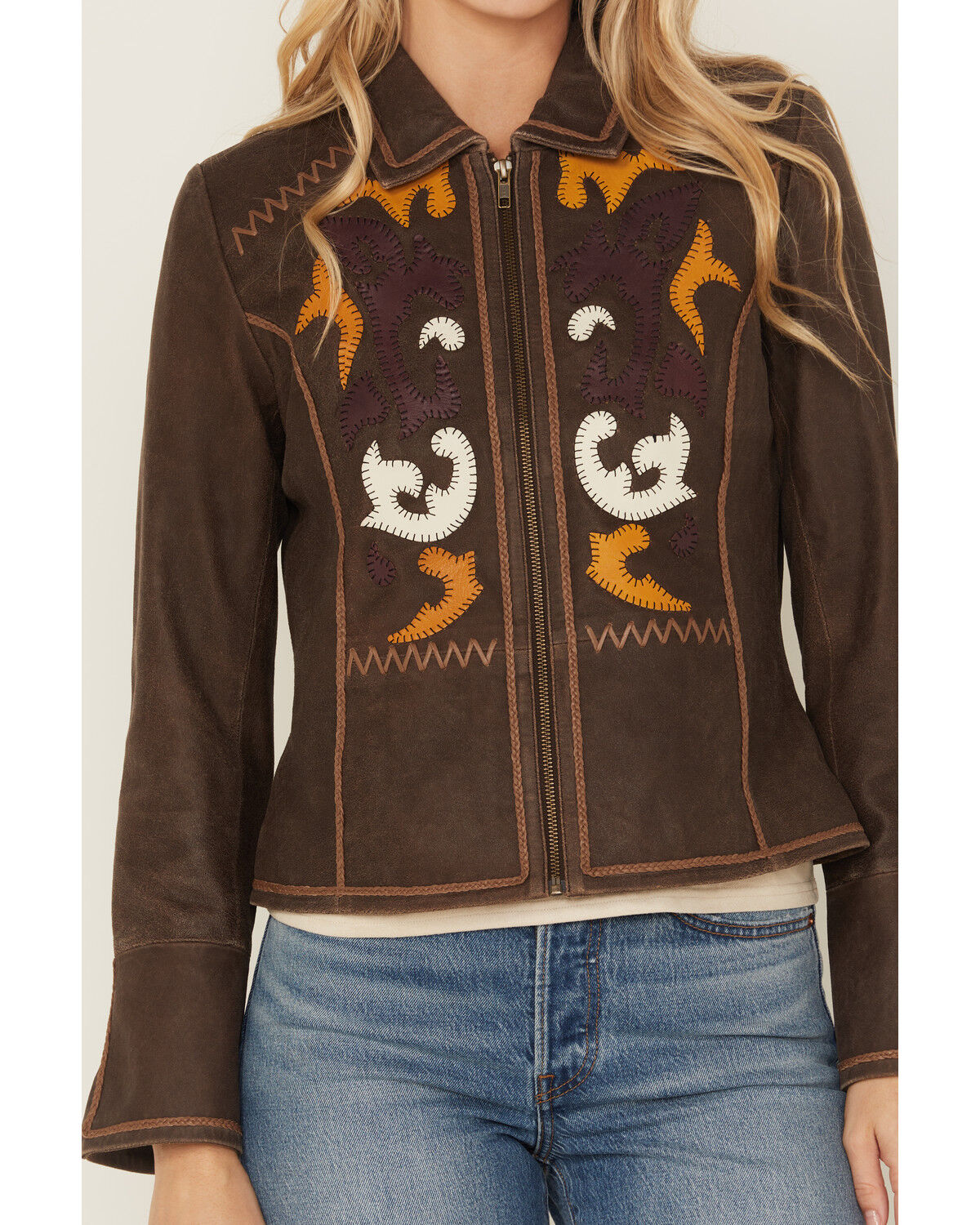 Image #3 - Shyanne Women's Washed Suede Leather Jacket, Chocolate, hi-res