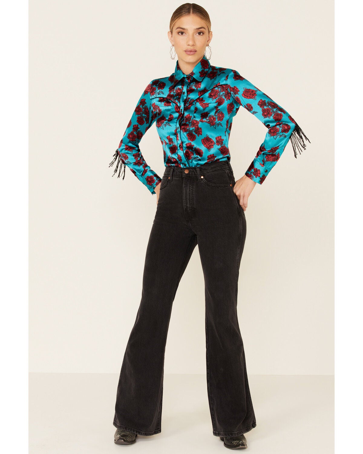 turquoise long sleeve top