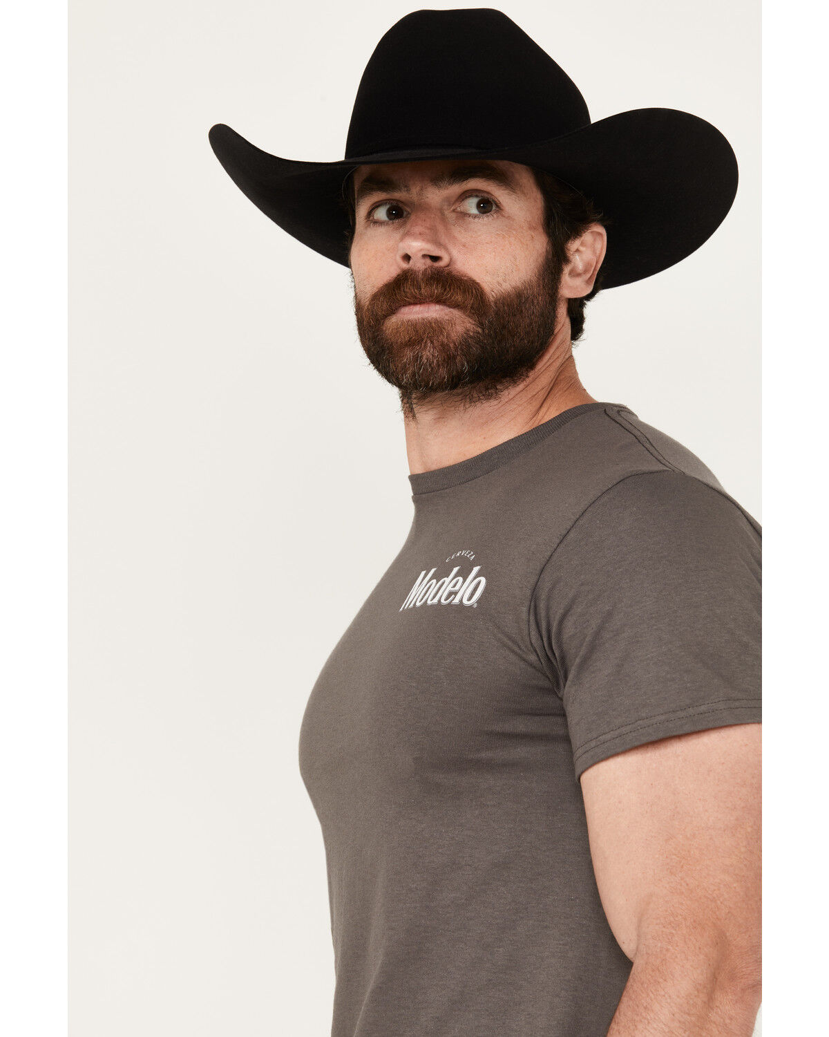 Image #2 - Changes Men's Modelo Fighting Spirit Logo Short Sleeve Graphic T-Shirt, Charcoal, hi-res