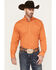 Image #1 - Cinch Men's Print Long Sleeve Button Down Western Shirt, Orange, hi-res