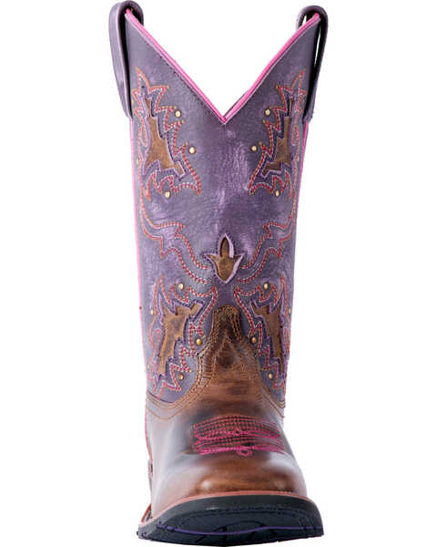 Image #4 - Laredo Women's Lola Purple Tan Inlay Western Performance Boots - Square Toe, , hi-res