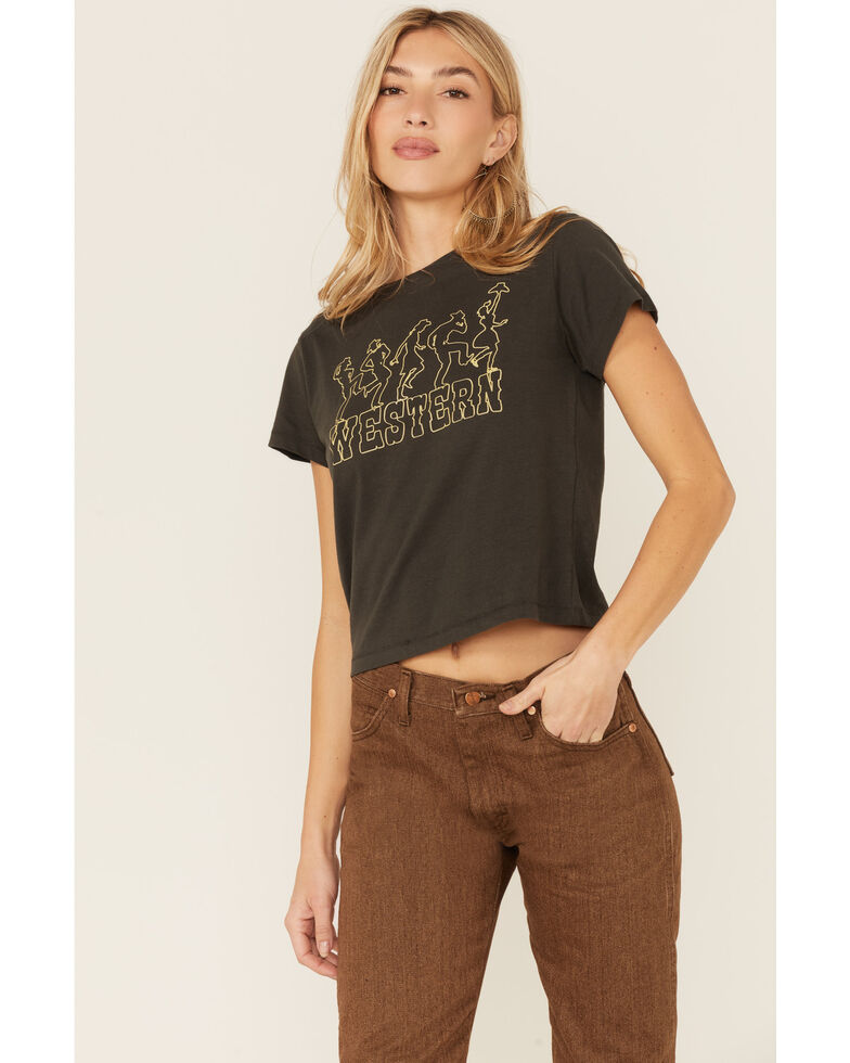 Blended Women's Charcoal Western Graphic Tee, Charcoal, hi-res