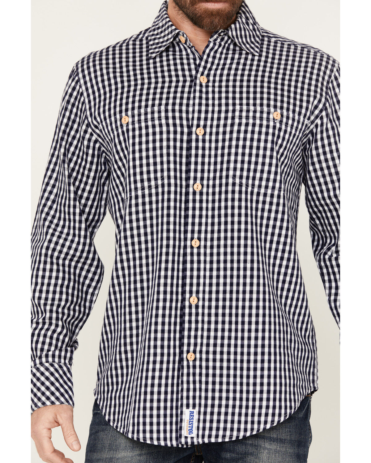 Image #3 - Resistol Men's Northway Checkered Print Long Sleeve Button-Down Western Shirt, Navy, hi-res