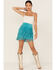 Scully Women's Fringe Tiered Suede Mini Skirt, Turquoise, hi-res